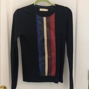 Black Tory Burch Crewneck Sweater with stripes